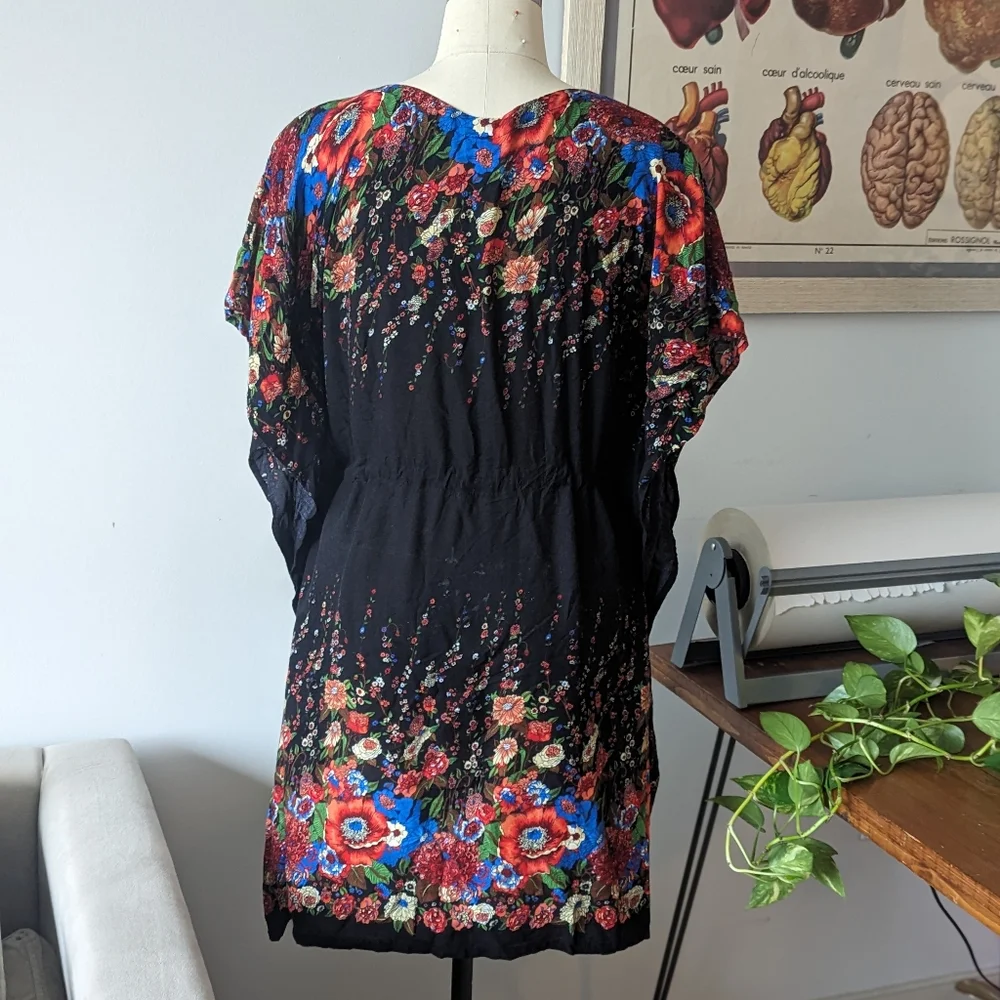 5 In A Bumdle- Floral black coverup/summer dress M